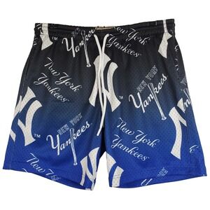 NY Yankees Mitchell & Ness MLB‎ Large Jersey Shorts Gradient Art Blue NWT